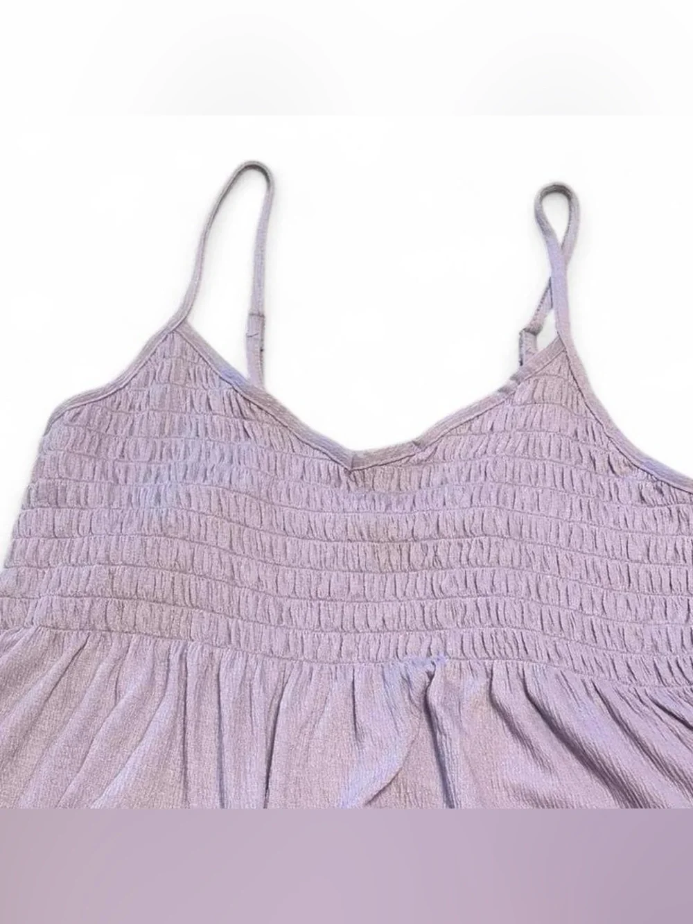 🎁5‎ FOR $50 SALE🎁 NWT Lavender Smocked Ruffled Tank Top with Adjustable straps
